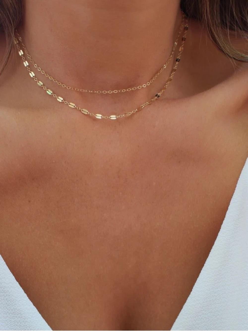 Handmade Gold Plated Layered Double Strand Minimalist Delicate Necklace NWOT